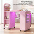 TTGIEET Nail Desk for Nail Tech with Lockable Wheels, Rolling Manicure Table w/LED Light Display Cabinet , Storage Drawers, Dust Collector, Wrist Rest for Beauty Salon, Spa & Home