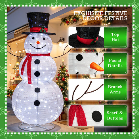 TTGIEET 6ft Lighted Pop-Up Snowman Outdoor Christmas Decoration with 225 LED Lights, Hat & Scarf
