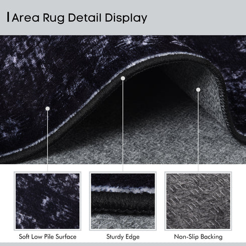 TTGIEET Persian Vintage 8x10 Floral Area Rug, Scalloped Washable Non Slip Stain Resistant Large Carpet for Standard Living King Bedroom Dining Office