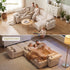 TTGIEET 7-Seater U-Shaped Sectional Sleeper Sofa, Reversible Pull-Out Sofa Bed with Storage & Cup Holders, Corduroy Couch for Living Room