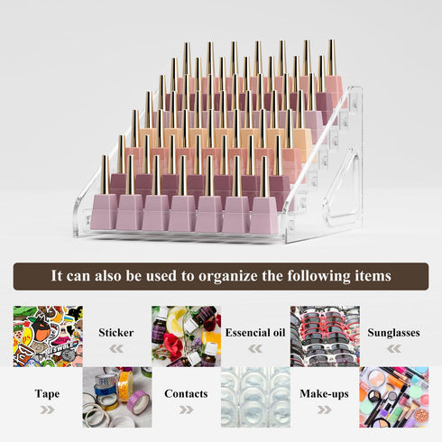 TTGIEET Acrylic Nail Polish Organizer Rack, 7 Tier Clear Holder Stand for Nail Polish Lipstick Makeup Brushes, Wall or Countertop Display, Transparent