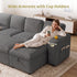 TTGIEET 7-Seater U-Shaped Sectional Sleeper Sofa, Reversible Pull-Out Sofa Bed with Storage & Cup Holders, Corduroy Couch for Living Room