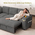 TTGIEET 5-Seater L-Shaped Reversible Sectional Sleeper Sofa, Pull-Out Sofa Bed with Storage & Cup Holders & Adjustable Backrest, Corduroy Couch for Living Room