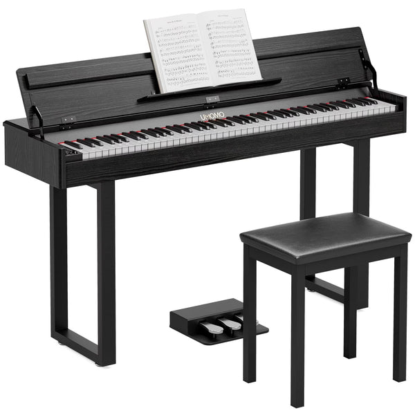 UMOMO 88 Weighted Key Digital Piano with Metal Stand, Beginner Keyboard Piano with Piano Bench, Full Size Heavy Hammer Weighted Action Electric Piano Keyboard with USB MIDI