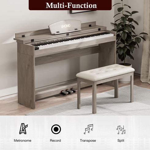 TTGIEET 88-Key Upright Digital Piano with Bench, Full-Size Electric Keyboard with Stand and 3 Pedals, Headphone Jack