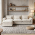 TTGIEET Chenille Cloud Couch L-Shaped, 3-Seat Sofa with Movable Ottoman, Oversized Sectional Couch for Living Room