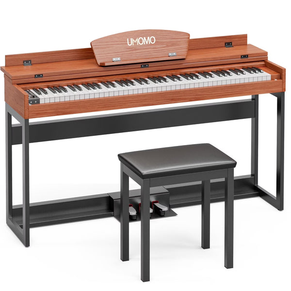 UMOMO 88 Key Digital Piano Keyboard, Full Size Electric Piano with Piano Metal Stand, Headphone Jack, 3 Pedal, Electronic Piano for Beginner, Adults