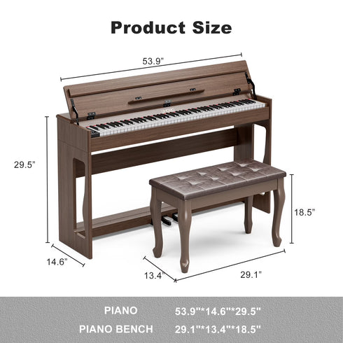 UMOMO 88 Weighted Key Digital Piano with Duet Piano Bench, Beginner Keyboard Piano Full Size Heavy Hammer Weighted Action Electric Piano Keyboard with USB MIDI