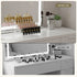TTGIEET Manicure Table w/LED Light & Lamp, Nail Desk Nail Tech Table w/Dust Collector & Charging Station, Nail Station w/Acrylic Display Rack, Drawers & Glass Door Cabinet