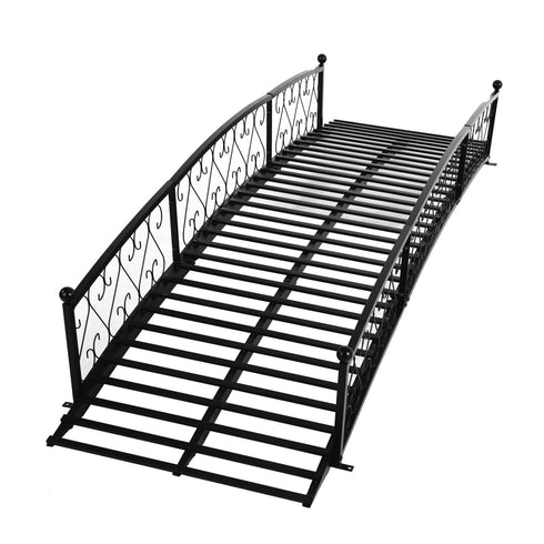 TTGIEET Metal Garden Bridge 8 FT, Durable Decorative Footbridge with Siderails Large Outdoor Bridges, Weight Capacity 770 lbs for Backyard, Creek, Lawn, Stream