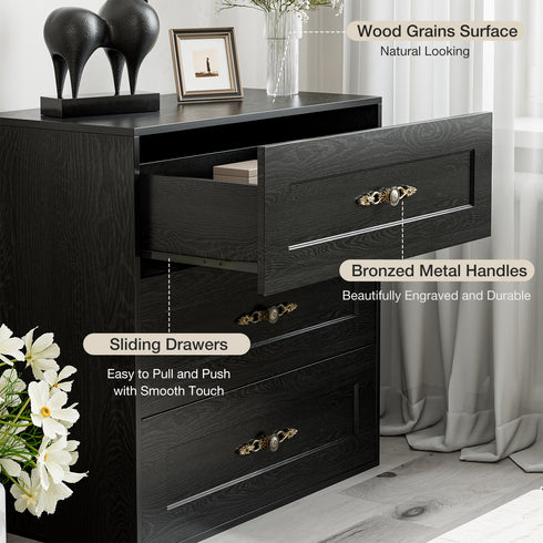TTGIEET Wooden Dresser with 3 Large Drawers, Modular Media Console Storage Chest of Drawers, Sideboard Credenza for Living Room, Entryway, Kitchen