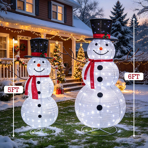 TTGIEET 6ft Lighted Pop-Up Snowman Outdoor Christmas Decoration with 225 LED Lights, Hat & Scarf