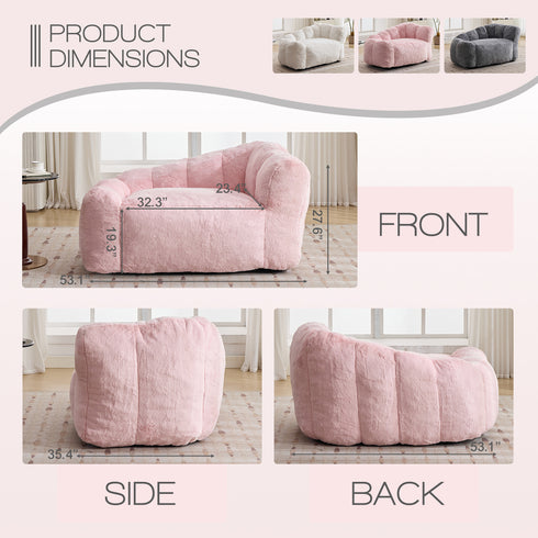 TTGIEET Dog Sofa Couch Bed for Medium, Large Dogs, 51" Pet Sofa with Faux Fur Fabric, Comfortable Pet Couch with Backrest and Armrests