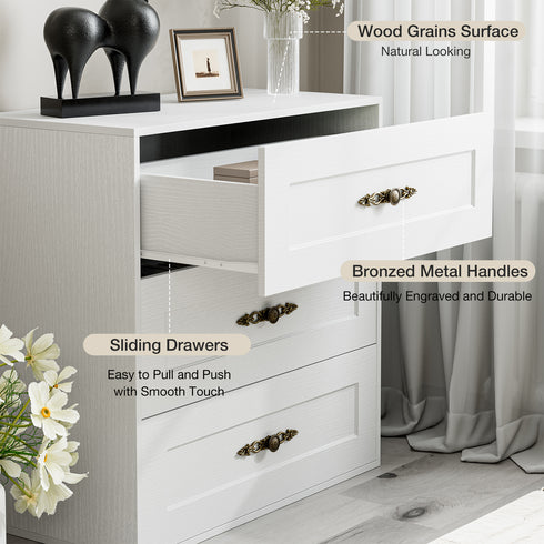 TTGIEET Wooden Dresser with 3 Large Drawers, Modular Media Console Storage Chest of Drawers, Sideboard Credenza for Living Room, Entryway, Kitchen