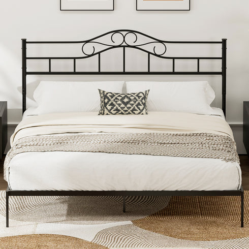 TTGIEET Metal King Headboard, Adjustable Height, Vintage Iron Scrollwork Design with Bed Frame Brackets Adapter