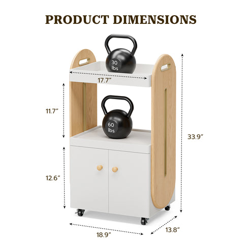 TTGIEET Salon Trolley Cart with Lockable Rolling Wheels, Esthetician Cart with Open Storage Shelves& Cabinet for Beauty Salon