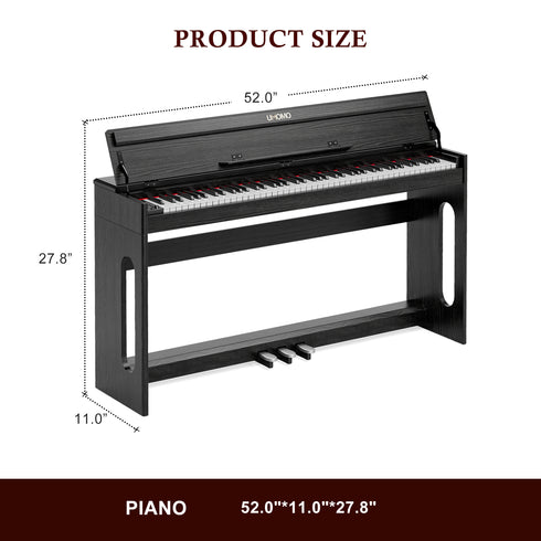 TTGIEET 88 Key Digital Piano Keyboard, Full Size Electric Piano with Piano Stand, Headphone Jack, 3 Pedal, Electronic Piano for Beginner