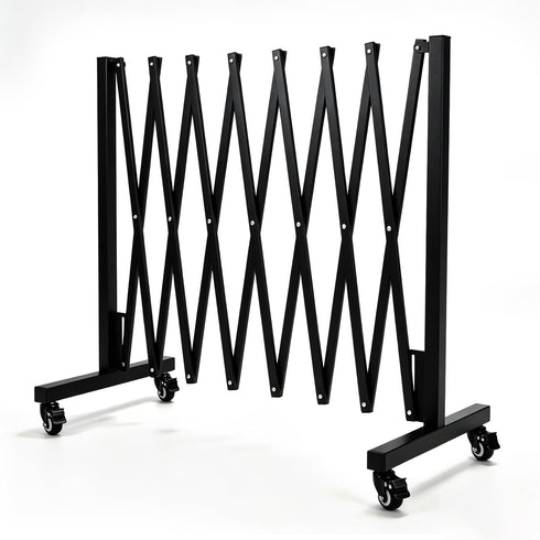 TTGIEET 10FT Expandable Metal Barricade with Lockable Casters, 0-180° Rotatable Foldable Weather Resistant Safety Fence for Patio, Garden, Stairway