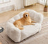 TTGIEET Dog Sofa Couch Bed for Medium, Large Dogs, 51" Pet Sofa with Faux Fur Fabric, Comfortable Pet Couch with Backrest and Armrests