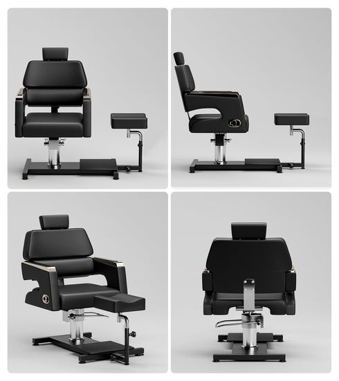TTGIEET Black Hydraulic Pedicure Chair for Nail Tech with Adjustable Footrest, 360 Swivel, No Plumbing for Salon