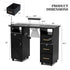 TTGIEET Manicure Table Nail Station with Power Outlets, Marble Grained Nail Tech Table Nail Table Station w/Dust Collector, Non-Woven Drawers, Desk Lamp & Wrist Cushion