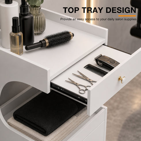 TTGIEET Salon Stylist Rolling Cart with 3 Drawers and Pull-Out Desktop, Makeup Tool Organizer for Beauty Spa Barbershop