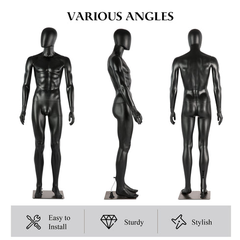 Full-Body Male Mannequin Matte Golden, 6 FT Plastic Man Manequins Stand with Metal Base, Adjustable Head, Flexible Limbs and Detachable Design, Perfect for Clothing Stores