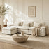 TTGIEET L-Shaped Sectional Sofa, 3-Seat Cloud Couch with Movable Ottoman, Oversized Chenille Sofa for Living Room