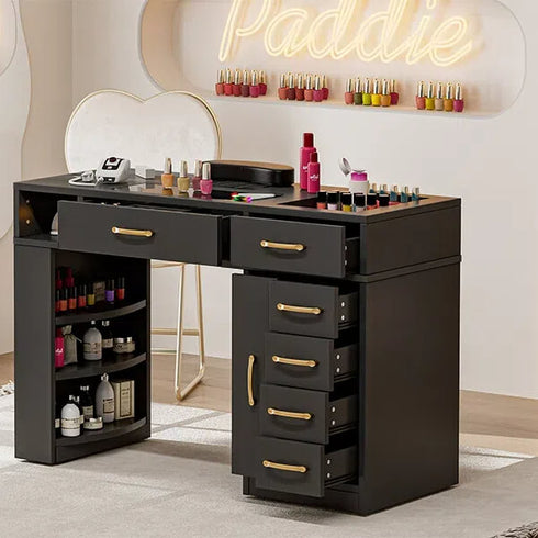 Paddie Nail Desk, built-in dust collector, multi-drawers