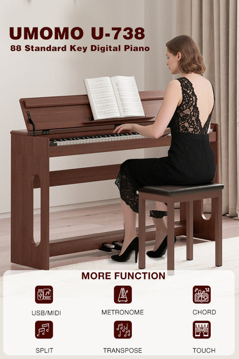 TTGIEET 88 Key Digital Piano Keyboard, Full Size Electric Piano with Piano Stand, Headphone Jack, 3 Pedal, Electronic Piano for Beginner