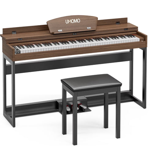 UMOMO 88 Key Digital Piano Keyboard, Full Size Electric Piano with Piano Metal Stand, Headphone Jack, 3 Pedal, Electronic Piano for Beginner, Adults