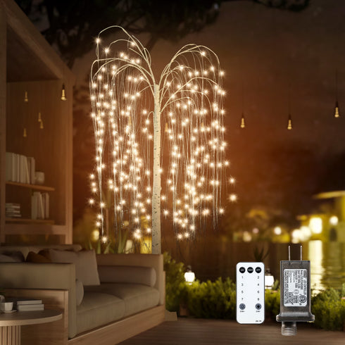 TTGIEET Lighted Willow Tree, 6 Ft Weeping Willow Tree with Lights, Light-Up Tree for Christmas Wedding Party Bedroom Home Garden Patio Decor, Warm Light