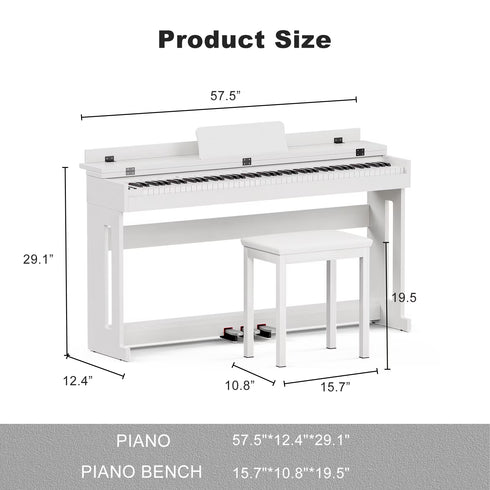 UMOMO 88 Weighted Key Digital Piano Keyboard with Piano Bench, Full Size Electric Piano with Piano Stand, Headphone Jack, 3 Pedal, Electronic Piano for Beginner, Adults