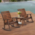 TTGIEET Outdoor Solid Wood Rocking Chairs Set of 2 for Adults, 2PCS Patio Rockers with High Back for Porch, Garden, Lawn, Brown