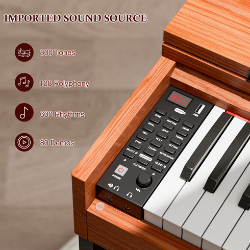 UMOMO 88 Key Digital Piano Keyboard, Full Size Electric Piano with Piano Metal Stand, Headphone Jack, 3 Pedal, Electronic Piano for Beginner, Adults
