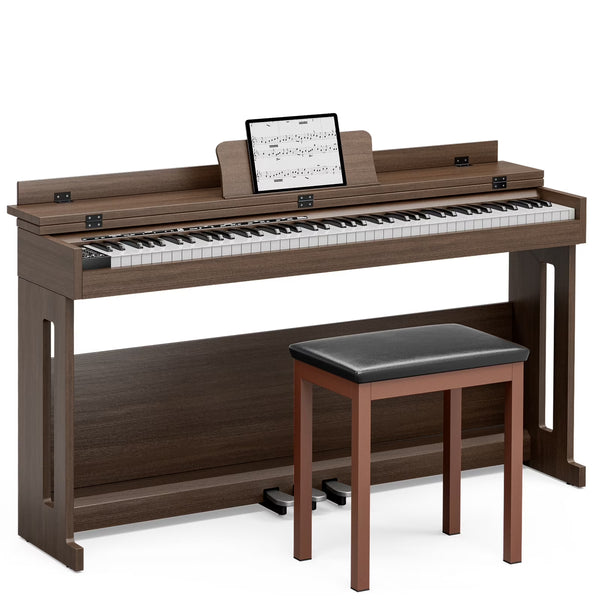 UMOMO 88 Weighted Key Digital Piano Keyboard with Piano Bench, Full Size Electric Piano with Piano Stand, Headphone Jack, 3 Pedal, Electronic Piano for Beginner, Adults