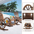 TTGIEET Patio Wood Rocking Chair with Side Table, Outdoor Rocker Bistro Set with Slatted Back and Wheel Armrests for Porch,Garden, Rustic Brown