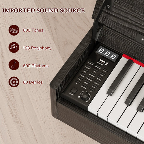 UMOMO 88 Weighted Key Digital Piano with Metal Stand, Beginner Keyboard Piano with Piano Bench, Full Size Heavy Hammer Weighted Action Electric Piano Keyboard with USB MIDI
