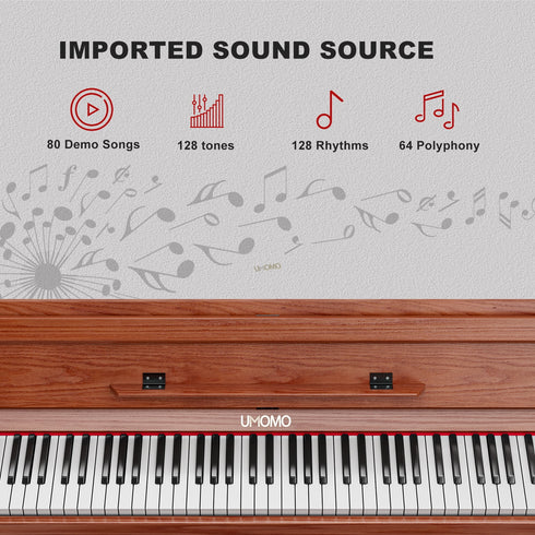 UMOMO 88 Weighted Key Digital Piano with Duet Piano Bench, Beginner Keyboard Piano Full Size Heavy Hammer Weighted Action Electric Piano Keyboard with USB MIDI
