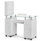 Paddie Glass Top Nail Table, multi-layer shelves, lockable wheels