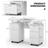 Paddie Nail Desk with Glass Top, dust collector, multi-drawers
