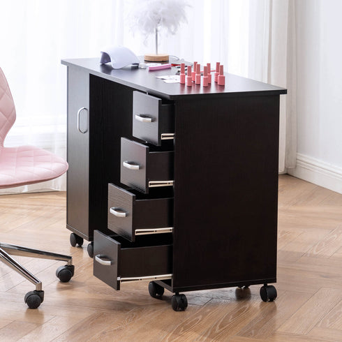Paddie Manicure Table, 4 drawers, 2-tier cabinet