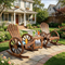 TTGIEET 3pcs Patio Wood Rocking Chair Set with Side Table, Outdoor Rocker Bistro Set with Slatted Back and Wheel Armrests for Porch,Garden, Rustic Brown
