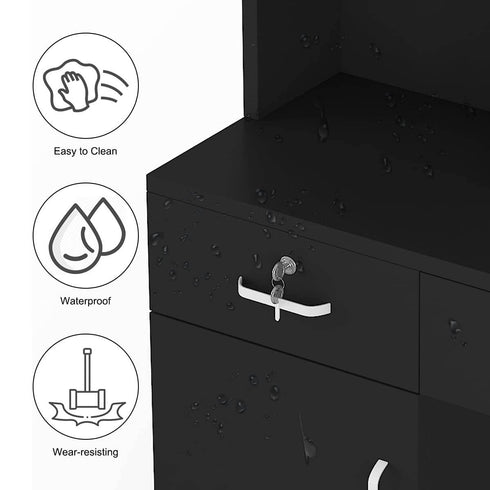 TTGIEET Barber Salon Station Wall Mount Hair Styling Salon Equipment Set Beauty Spa Furniture Set, Lockable Left Shelf, Mirror not Included